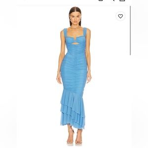 Michael Costello Hilary gown pale blue